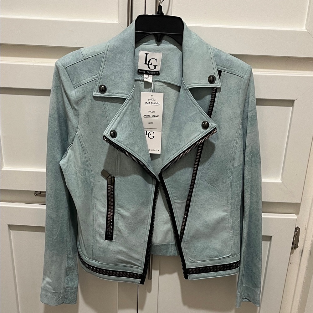 LG Women's Soft Blue vegan leather jacket